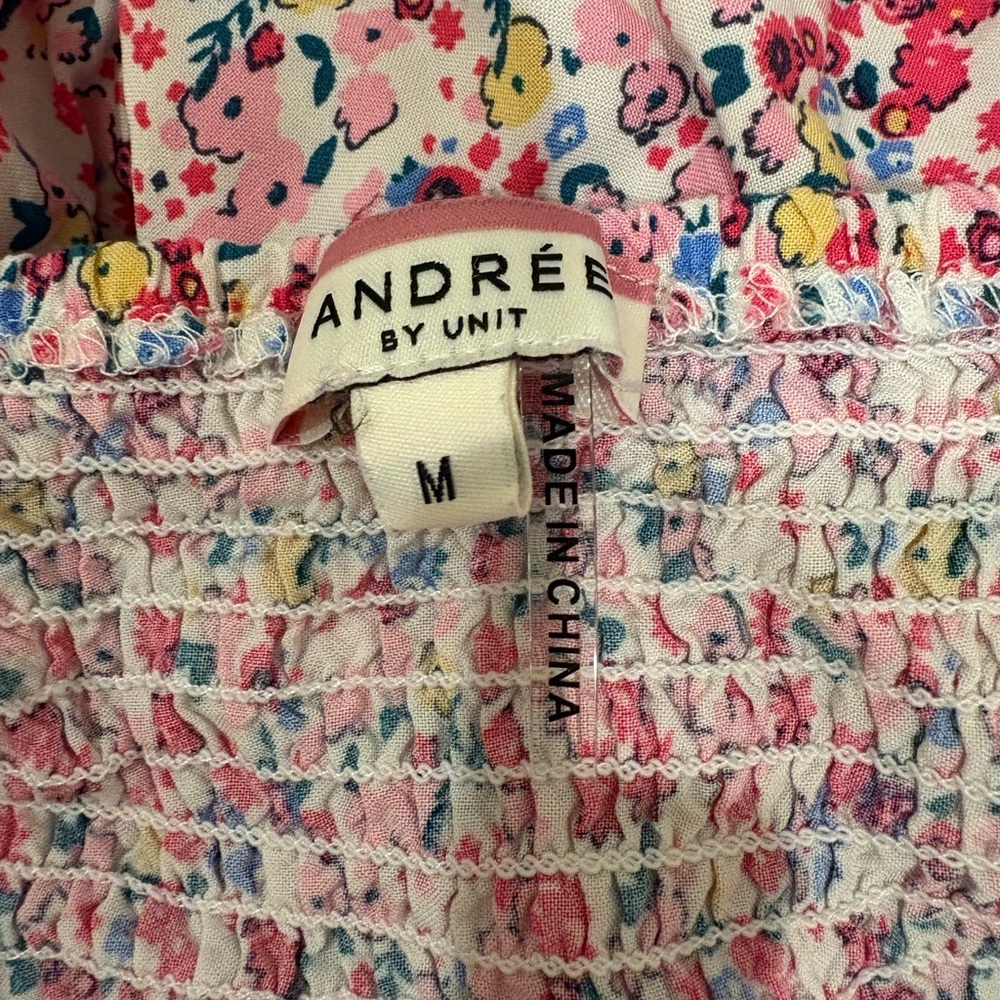 Smocked Multicolored Floral Top Size M - Picture 2 of 7